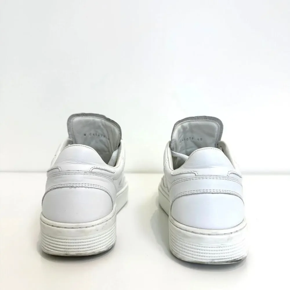 CHANEL 23A White Calfskin Leather CC Logo Sneakers 40 Lace Up Shoes